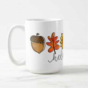 Hallo Fall Acorn Sonnenblumen Blätter & Pumpkin Kaffeetasse