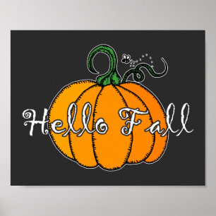 Hallo Fall Fall Pumpkin Hellow Pumpkin Poster