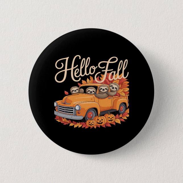 Hallo Fall Funny Sloth Halloween Pumkin Classic T- Button (Vorderseite)