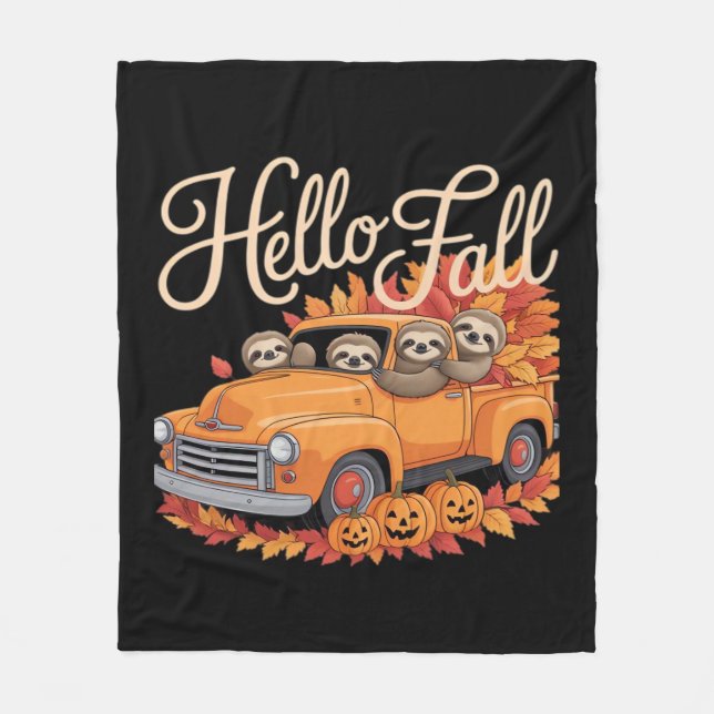 Hallo Fall Funny Sloth Halloween Pumkin Classic T- Fleecedecke (Vorderseite)