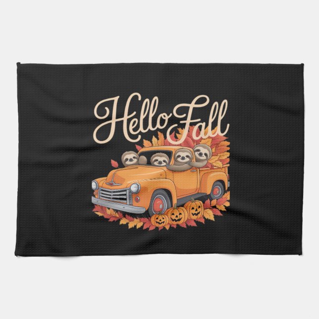 Hallo Fall Funny Sloth Halloween Pumkin Classic T- Geschirrtuch (Horizontal)