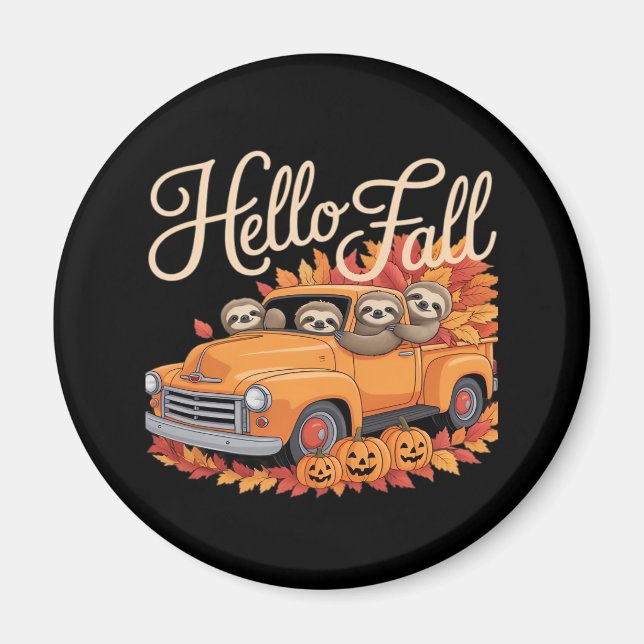 Hallo Fall Funny Sloth Halloween Pumkin Classic T- Magnet (Vorne)