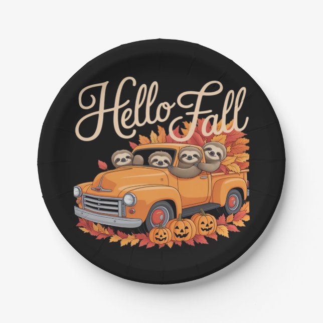 Hallo Fall Funny Sloth Halloween Pumkin Classic T- Pappteller (Vorderseite)
