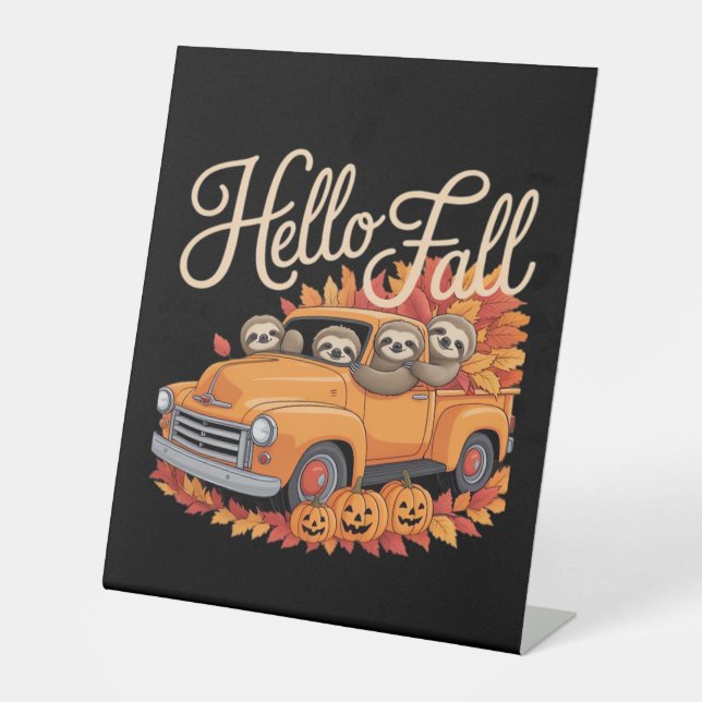 Hallo Fall Funny Sloth Halloween Pumkin Classic T- Sockelschild (Vorderseite)