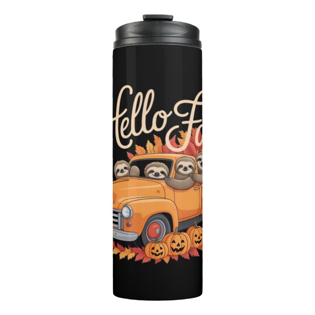 Hallo Fall Funny Sloth Halloween Pumkin Classic T- Thermosbecher (Vorderseite)