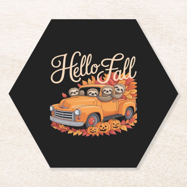 Hallo Fall Funny Sloth Halloween Pumkin Classic T- Untersetzer (Vorderseite)
