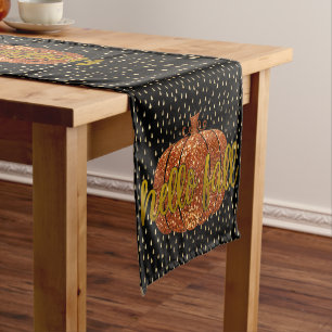 Hallo Fall Glitzer Pumpkin + Metallisches Gold und Kurzer Tischläufer