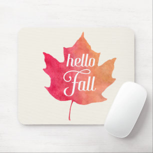Hallo Fall Leaf Autumn Zitat Farbe Mousepad