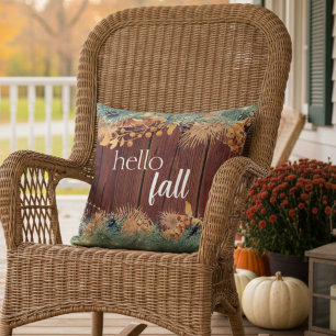 Hallo Fall Modernes, elegantes Foliage Wood Kissen