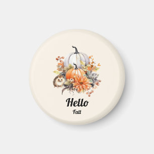 Hallo Fall Pastel Pumpkin und Igel Herbst Magnet