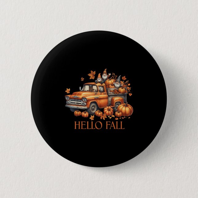 Hallo Fall Pumpkin Kup Truck Gnome Herbstbaum Fab Button (Vorderseite)