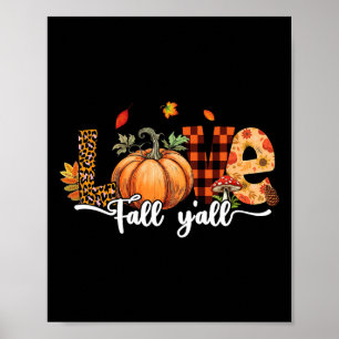 Hallo Fall Pumpkin Liebe Fall Y'all Leopard Fall D Poster