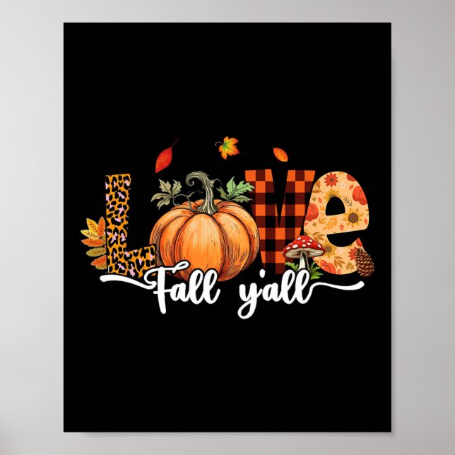 Hallo Fall Pumpkin Liebe Fall Y'all Leopard Fall D Poster (Vorne)