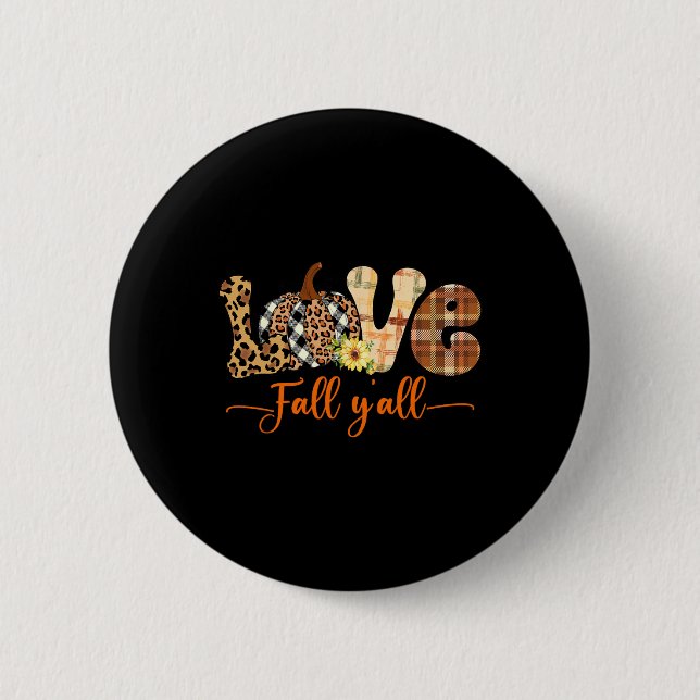 Hallo Fall Pumpkin Liebe Fall Yall Leopard Frieden Button (Vorderseite)
