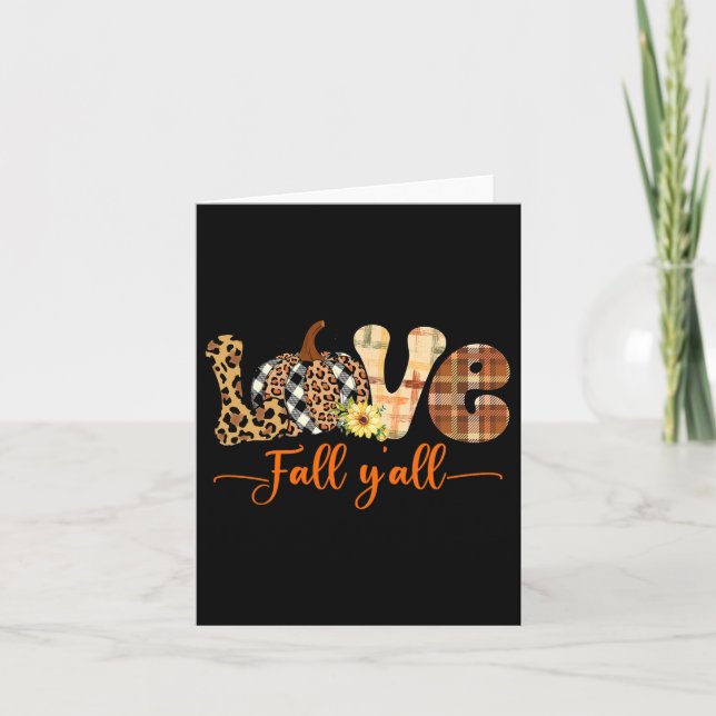 Hallo Fall Pumpkin Liebe Fall Yall Leopard Frieden Karte (Vorderseite)