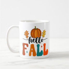 Hallo Fall Pumpkin und Leaf Herbstposter Kaffeetasse