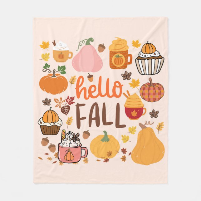 Hallo Fall Pumpkins Fleecedecke (Vorderseite)