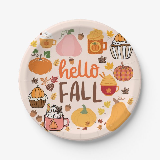 Hallo Fall Pumpkins Pappteller (Vorderseite)