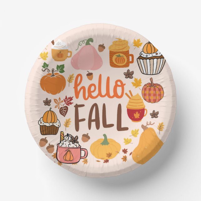 Hallo Fall Pumpkins Pappteller (Vorderseite)