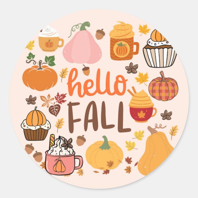 Hallo Fall Pumpkins Runder Aufkleber (Vorderseite)