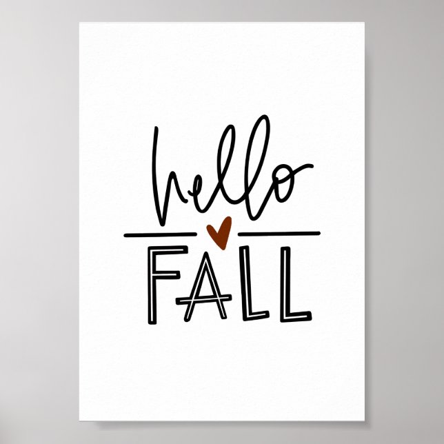 Hallo Fall Typografie Autumn Poster (Vorne)