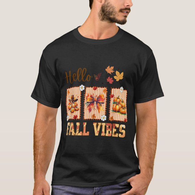 Hallo Fall Vibes Coquette Bow Pumpkin Gewürz T-Shirt (Vorderseite)