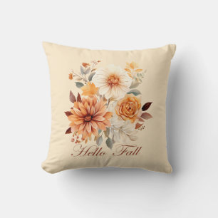 Hallo Fall Wasserfarbe Wildblumen Blätter Herbst Kissen