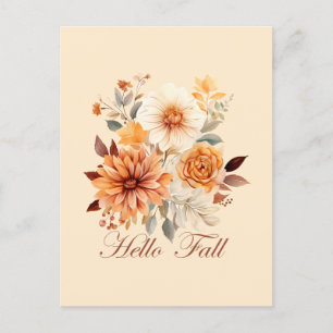 Hallo Fall Wasserfarbe Wildblumen Blätter Herbst Postkarte