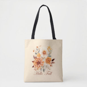 Hallo Fall Wasserfarbe Wildblumen Blätter Herbst Tasche