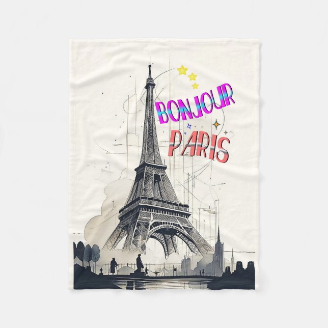 Hallo Farbige Paris Fleecedecke (Vorderseite)