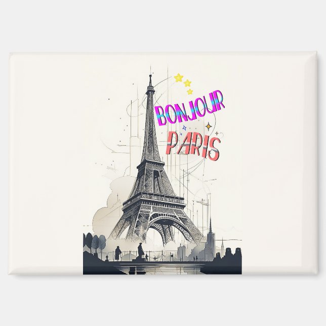Hallo Farbige Paris Magnet (Vorderseite)