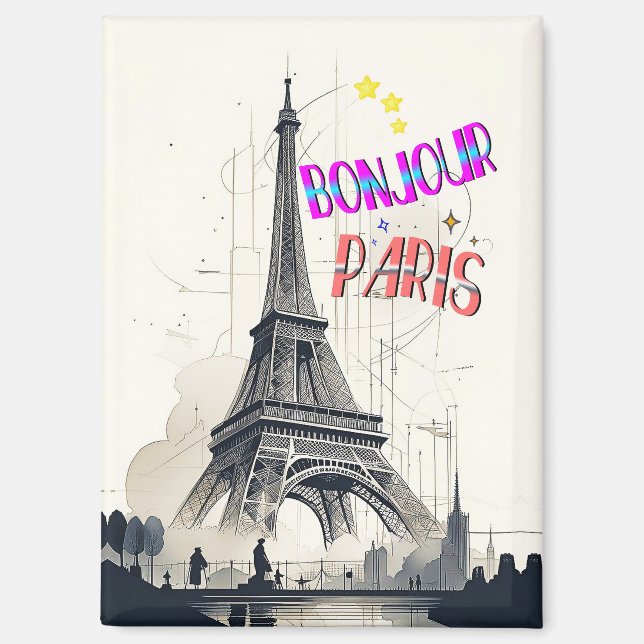 Hallo Farbige Paris Magnet (Vorderseite)