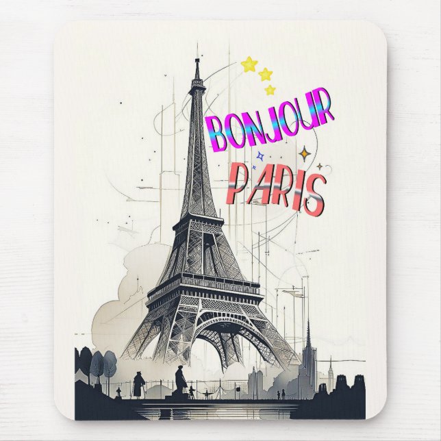 Hallo Farbige Paris Mousepad (Vorne)