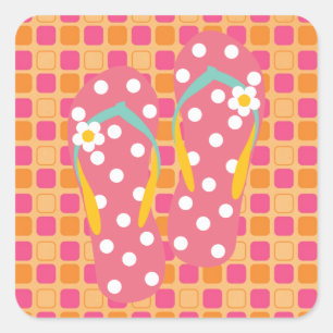 Hallo Flip Flops Quadratischer Aufkleber