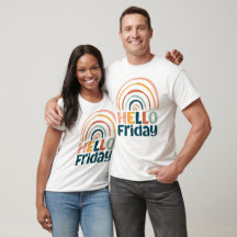 Hallo Freitag Spaß Regenbogen Retro bunt boho