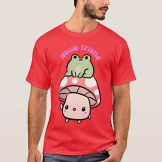 Hallo Freund ein Niedliches Pilz-und Frosch Freund T-Shirt