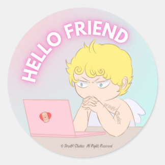 Hallo-Freund-Sticker Runder Aufkleber