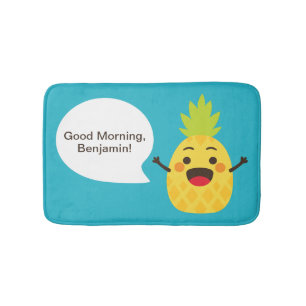 Hallo Freunde! Ananas-Illustration Badematte