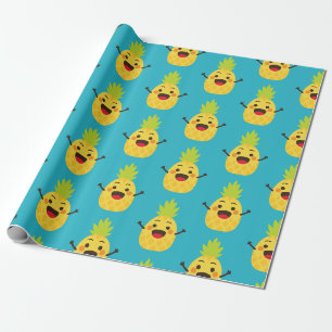Hallo Freunde! Ananas-Illustration Geschenkpapier