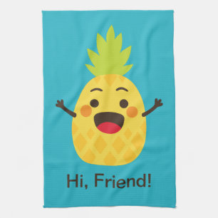 Hallo Freunde! Ananas-Illustration Geschirrtuch