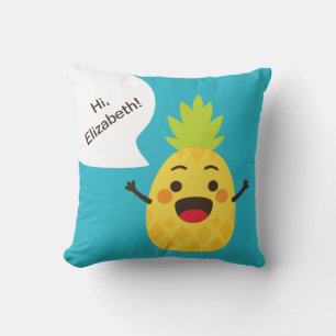 Hallo Freunde! Ananas-Illustration Kissen