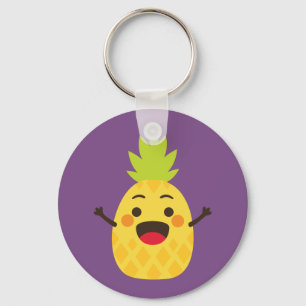 Hallo Freunde! Ananas-Illustration Schlüsselanhänger