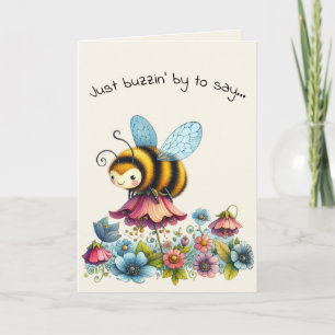 Hallo Freundschaft Whimsical Biene und Blumen Karte