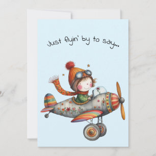 Hallo Freundschaft Whimsical Kind Fliegendes Flugz Karte