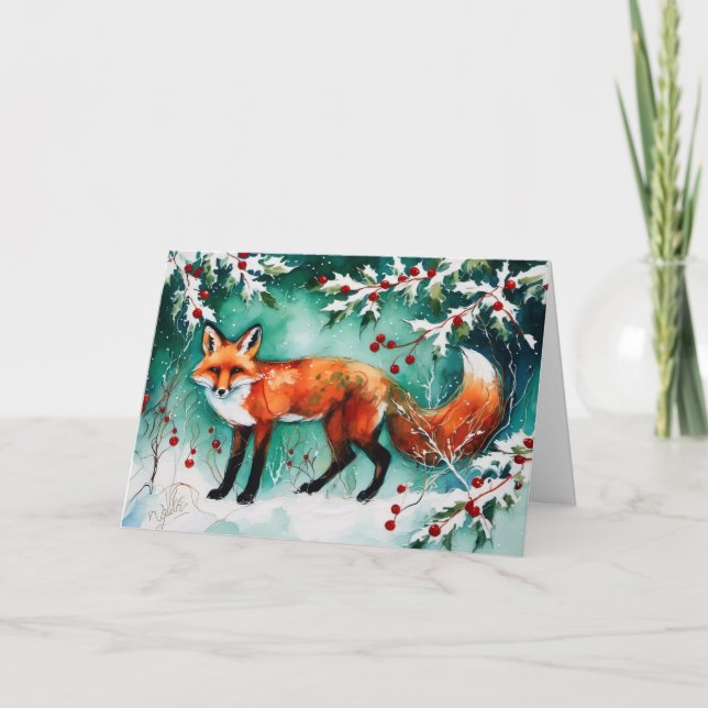 Hallo, Frohe Weihnachtsfox Feiertagskarte (Vorderseite)