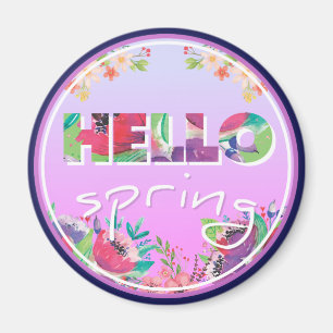Hallo Frühling, Blume, Kreis Magnet