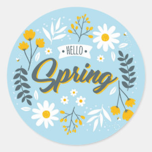 Hallo Frühling Blumen Aufkleber