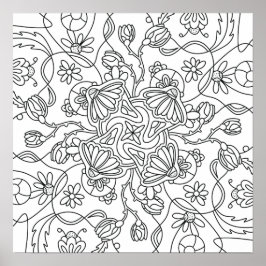 Hallo Frühling: Farbe Ihre eigene Blume Poster