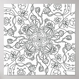 Hallo Frühling: Farbe Ihre eigene Blume Poster