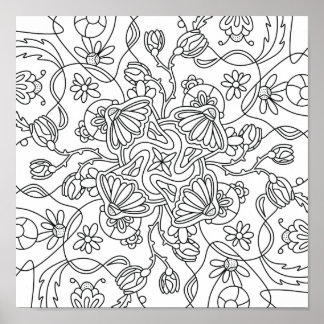 Hallo Frühling: Farbe Ihre eigene Blume Poster